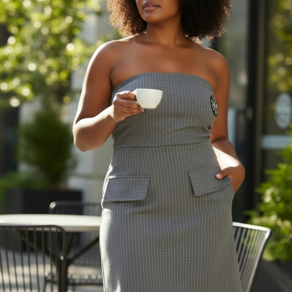 Chic Strapless Gray Dress - Picture 3 of 5